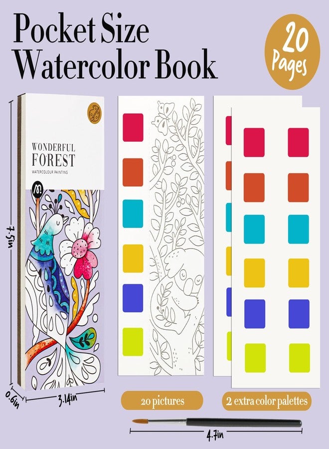 JCREN Watercolor Painting Books, Pocket Watercolor Painting Coloring Kit, Paint with Water Bookmarks Travel Activity Party Favors for Kids Toddlers Gifts for Boys and Girls - Image 2